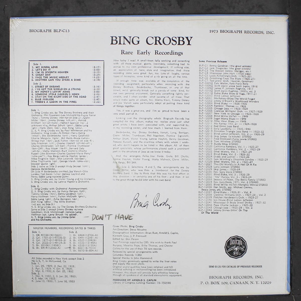 rare early recordings 1929-1933 by BING CROSBY