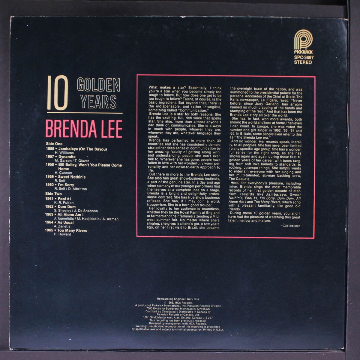 10 golden years by BRENDA LEE