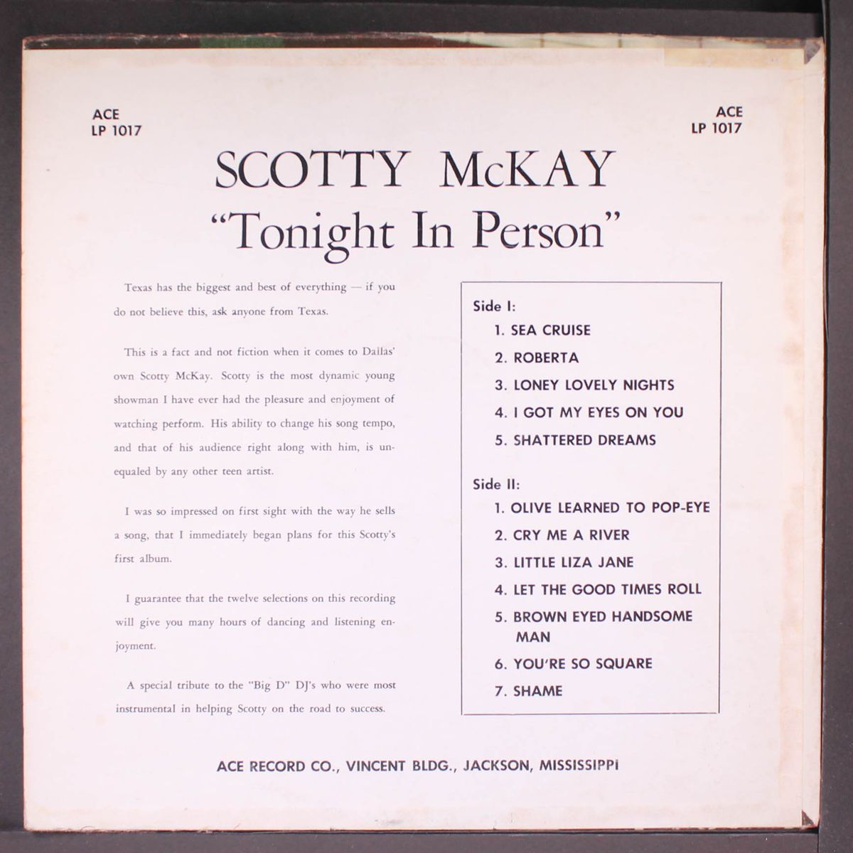 tonight in person by SCOTTY MCKAY