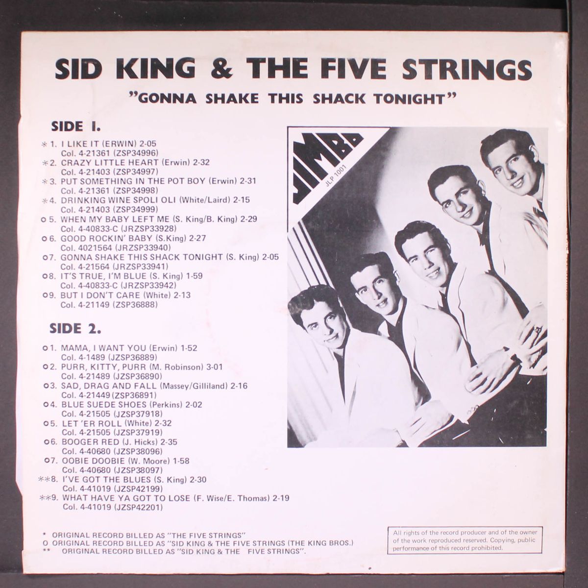 gonna shake this shack tonight; 18 rockabilly classics (1955-1957) by SID KING & FIVE STRINGS