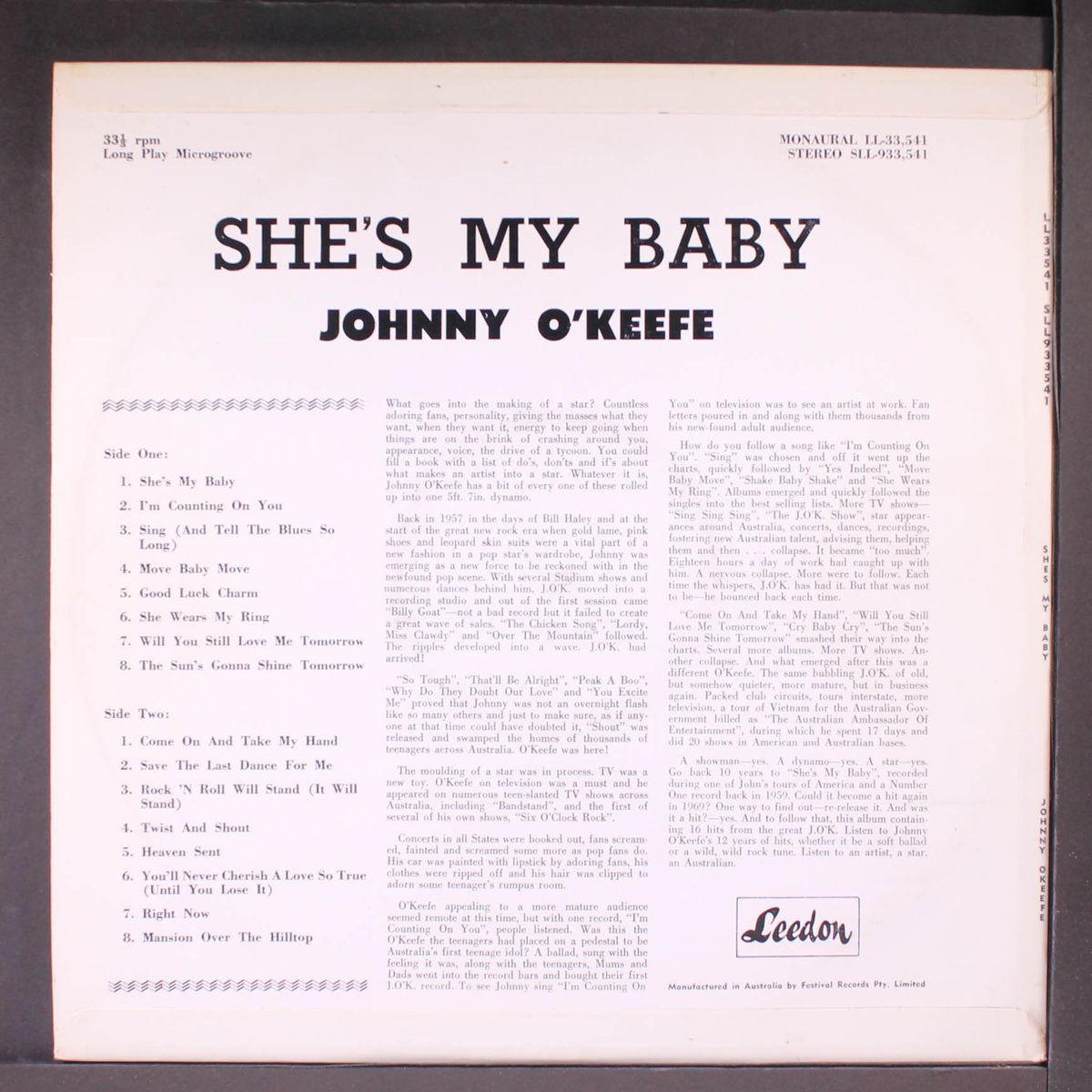 she's my baby by JOHNNY O'KEEFE