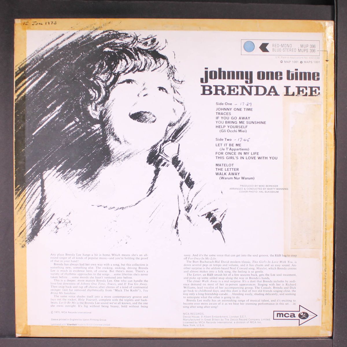 johnny one time by BRENDA LEE