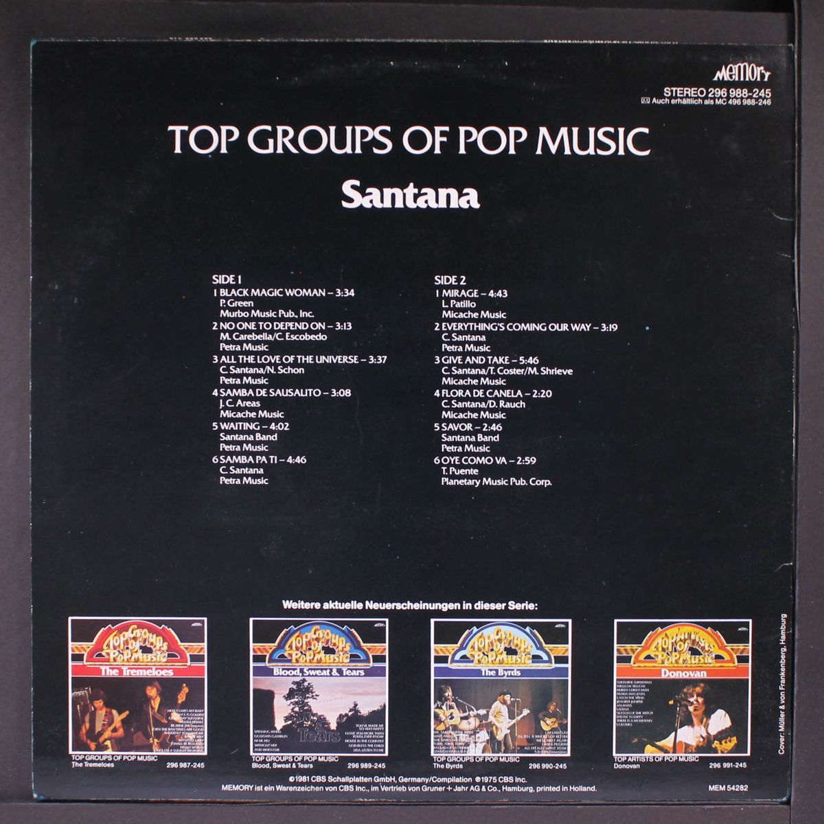 top groups of pop music by SANTANA