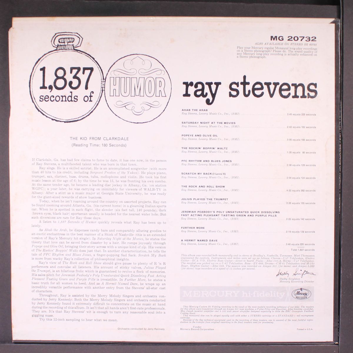 1,837 seconds of humor by RAY STEVENS