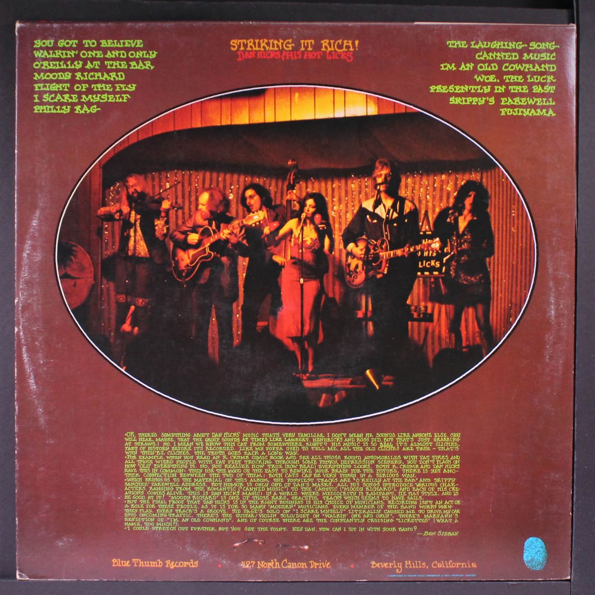 striking it rich by DAN HICKS & HIS HOT LICKS
