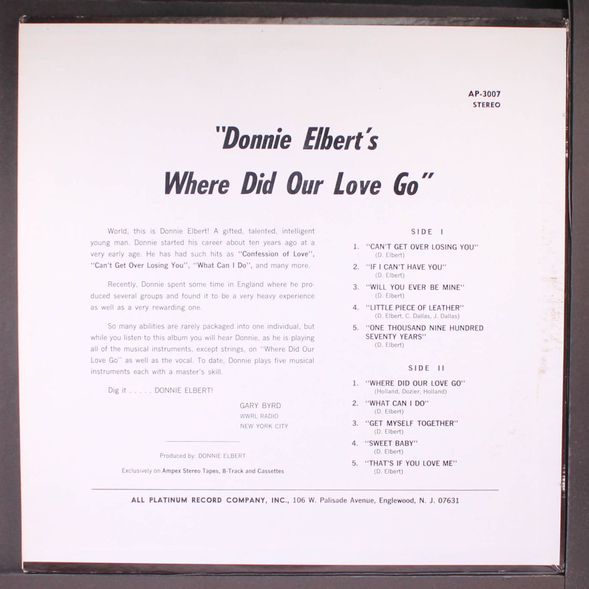 where did our love go by DONNIE ELBERT