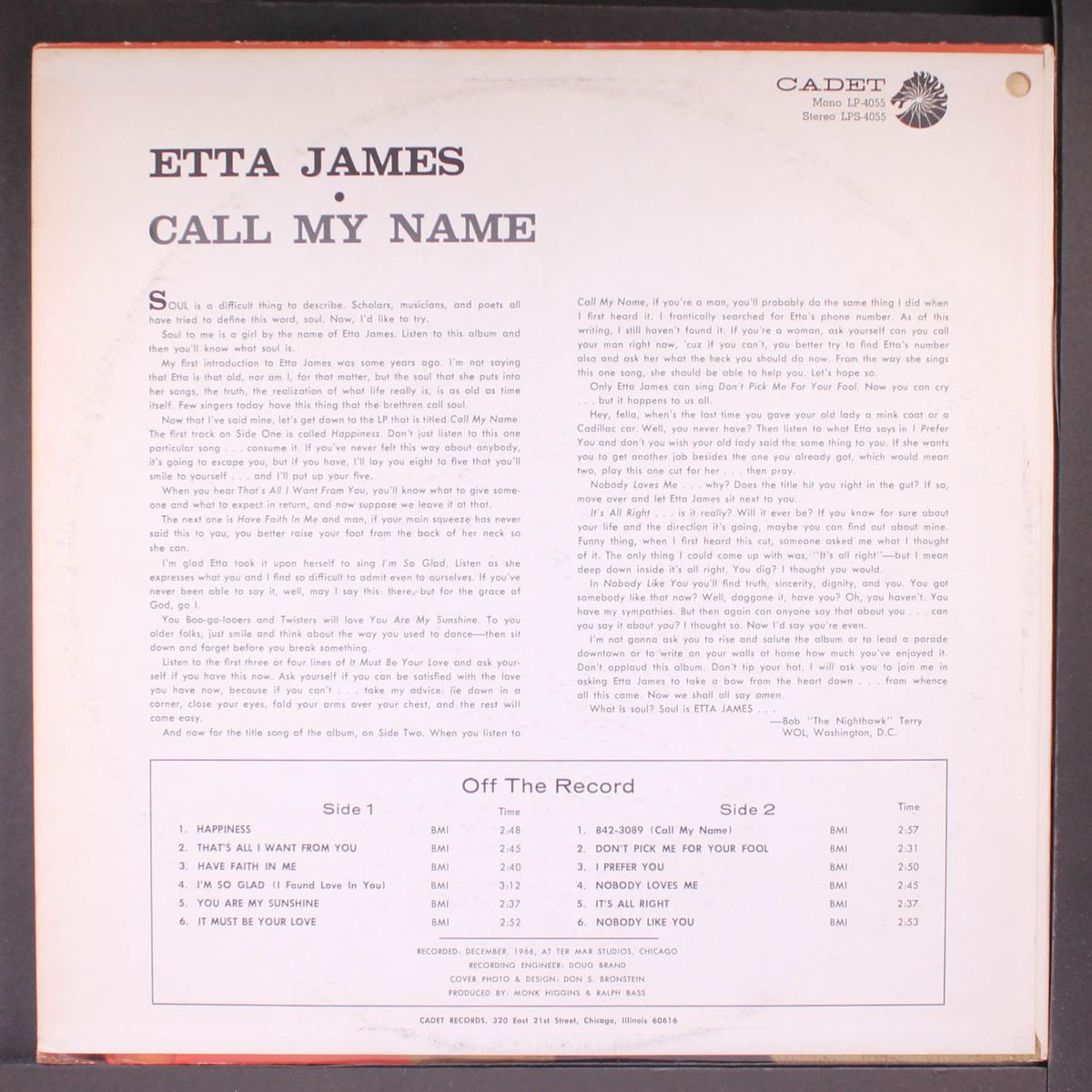 call my name by ETTA JAMES