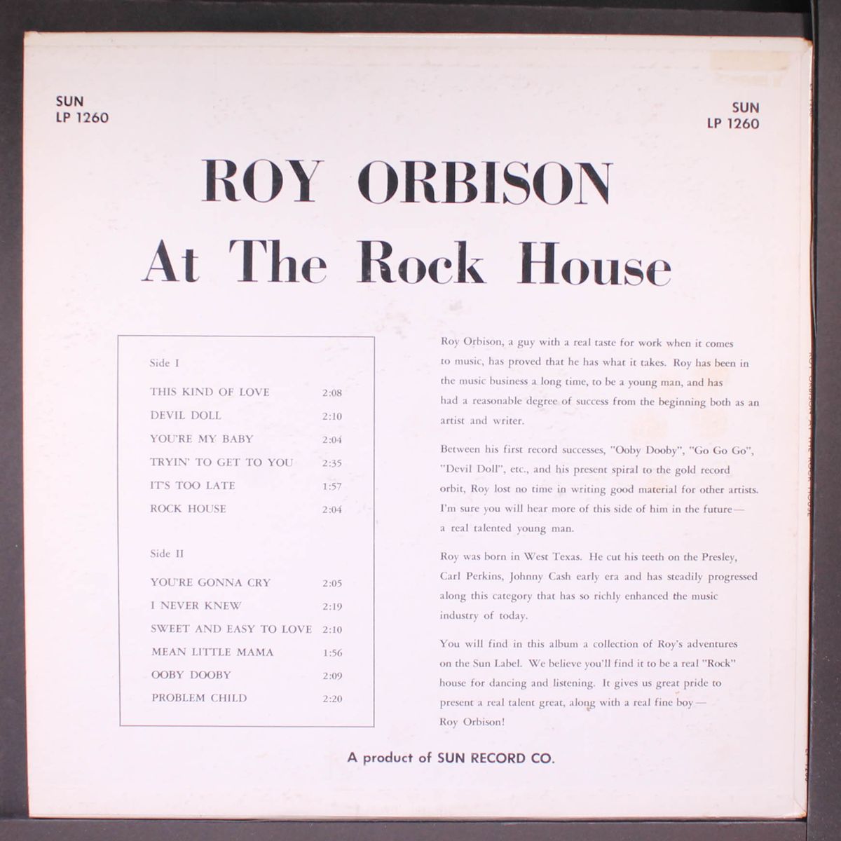 at the rock house by ROY ORBISON