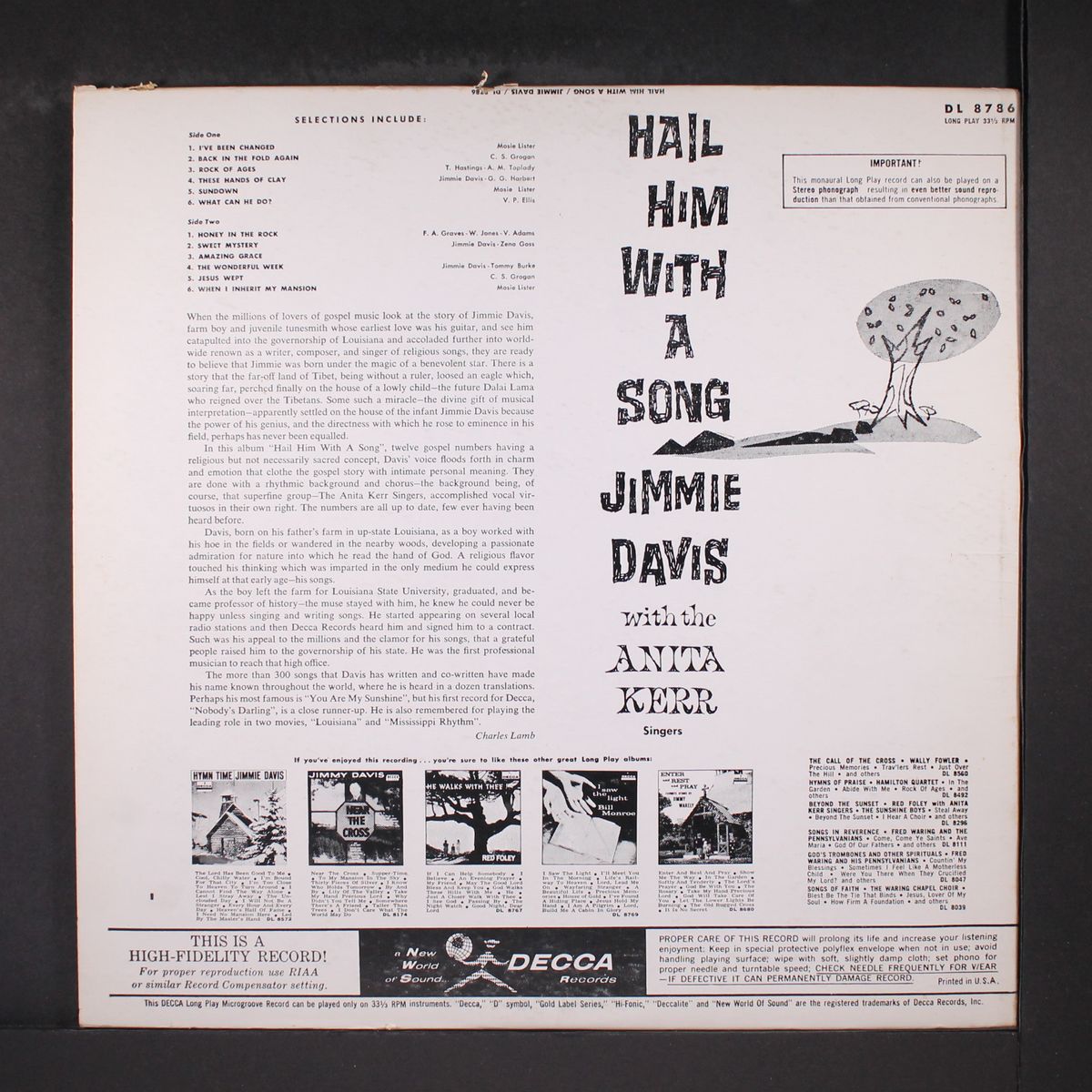 hail him with a song by JIMMIE DAVIS