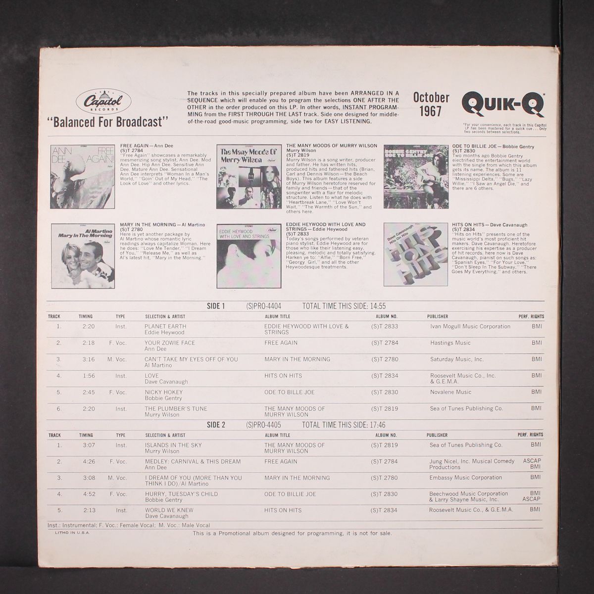 the capitol disc jockey album october 1967 by VARIOUS