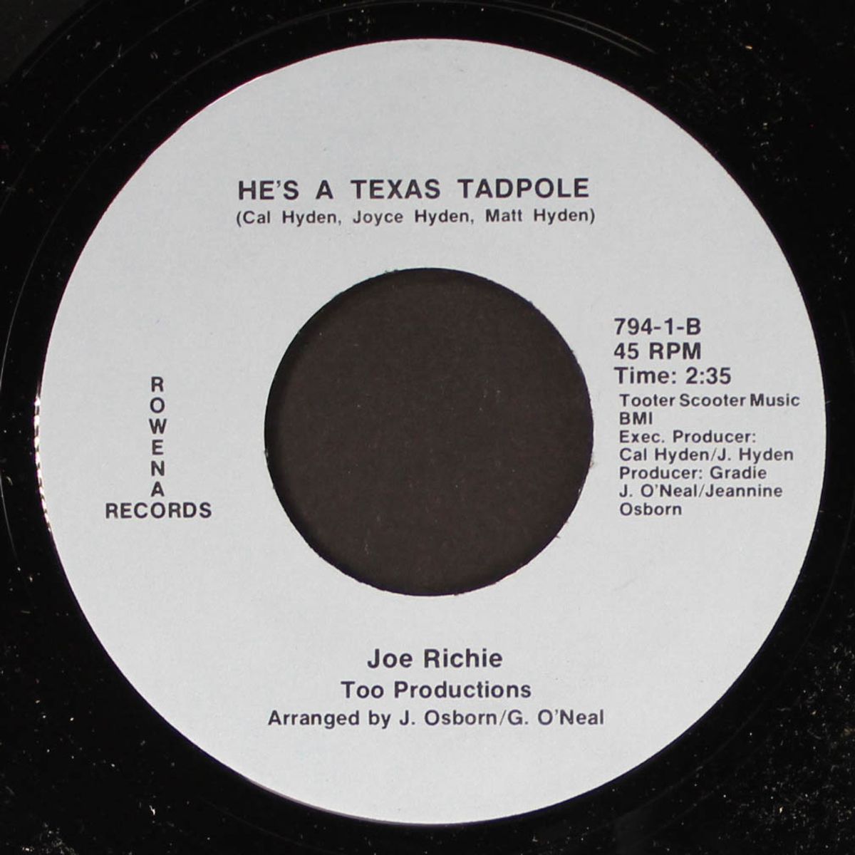 hard times are here and i'm drinking homemade beer / he's a texas tadpole by JOE RICHIE
