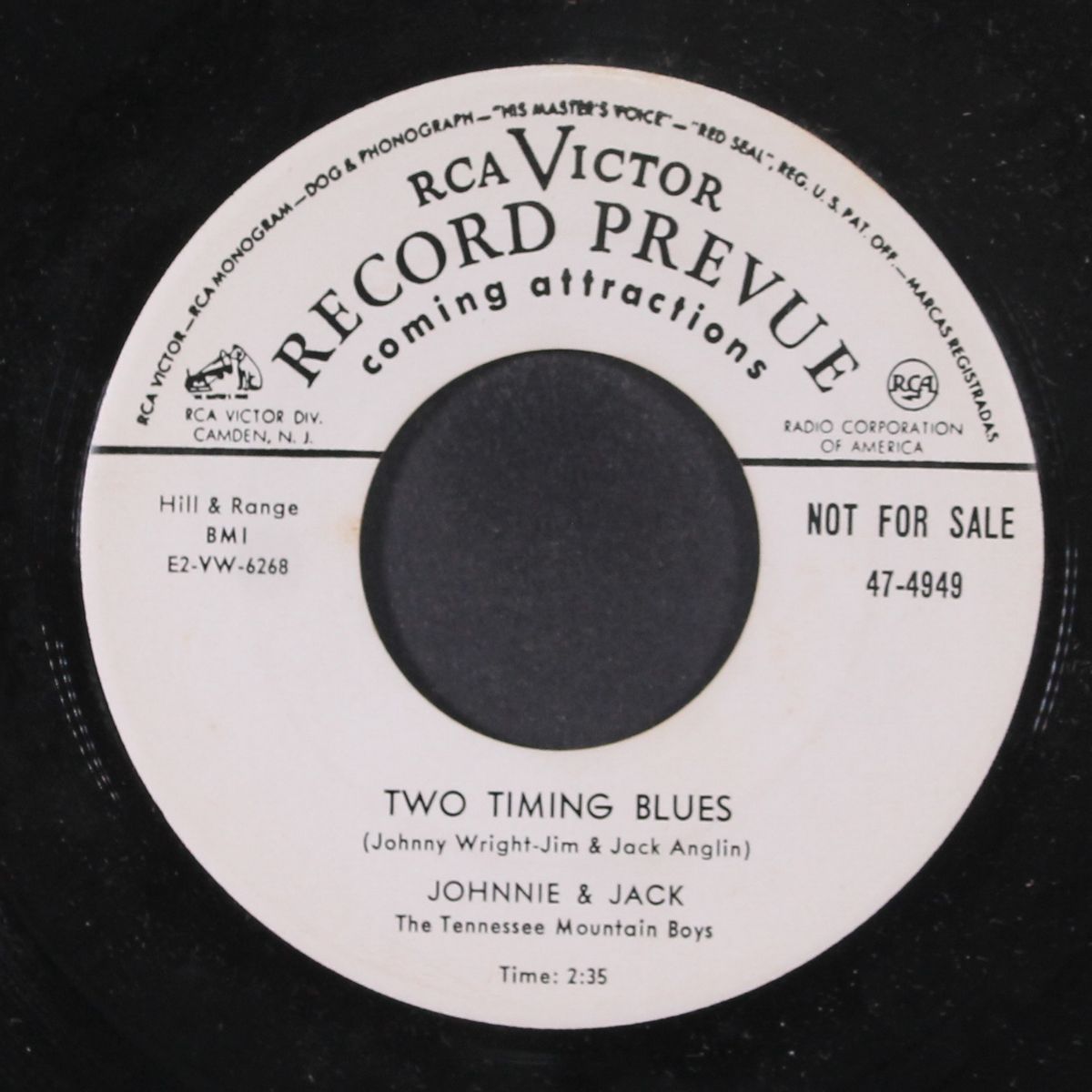 two timing blues / i've gone and done it again by JOHNNIE & JACK