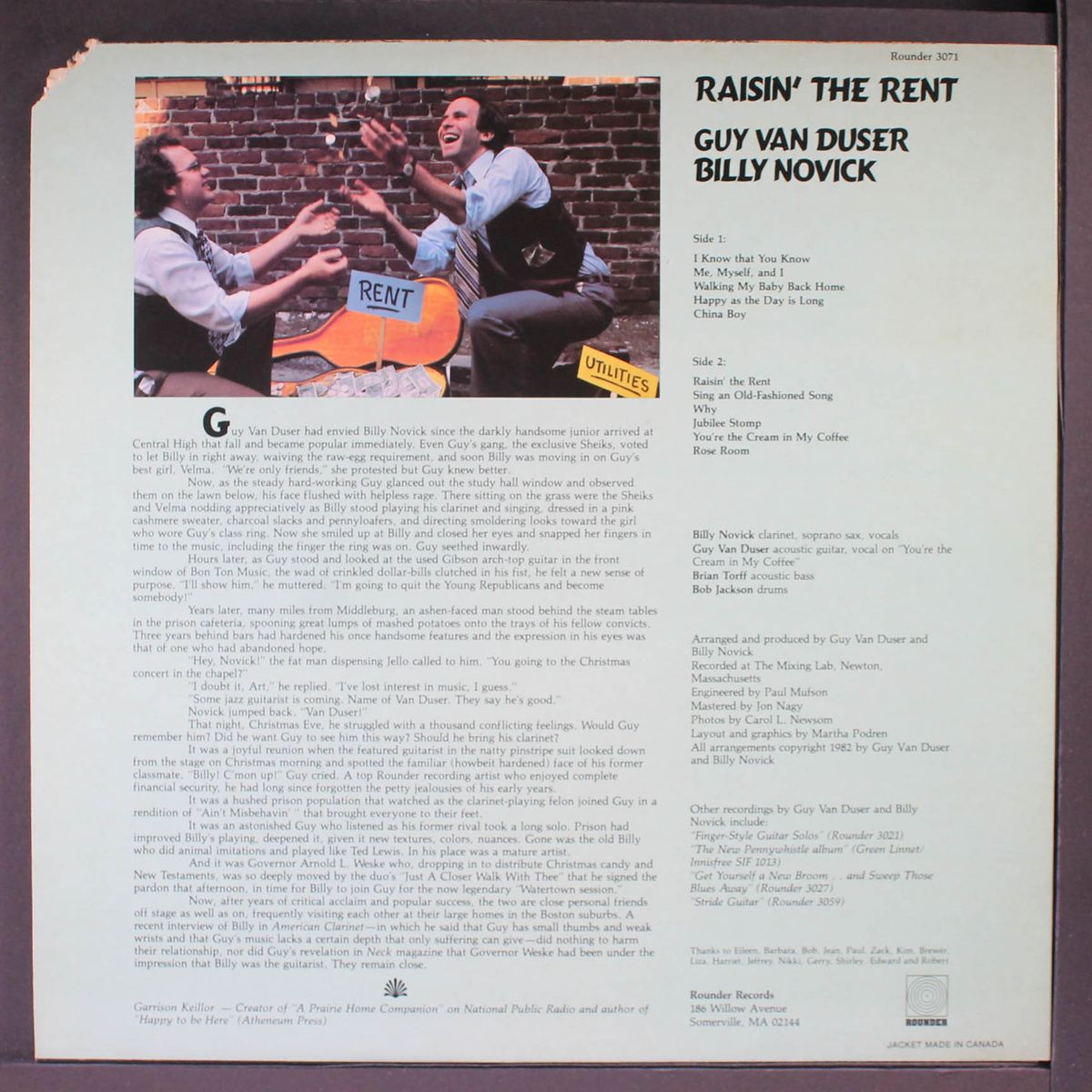 raisin' the rent by GUY VAN DUSER & BILLY NOVICK