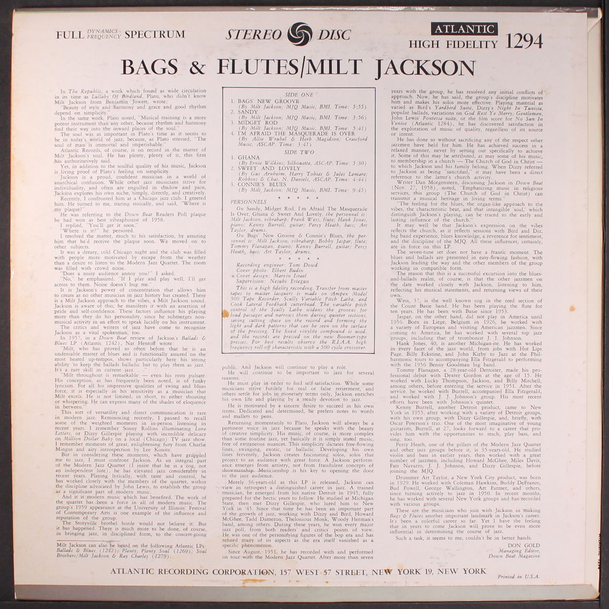 bags & flutes by MILT JACKSON