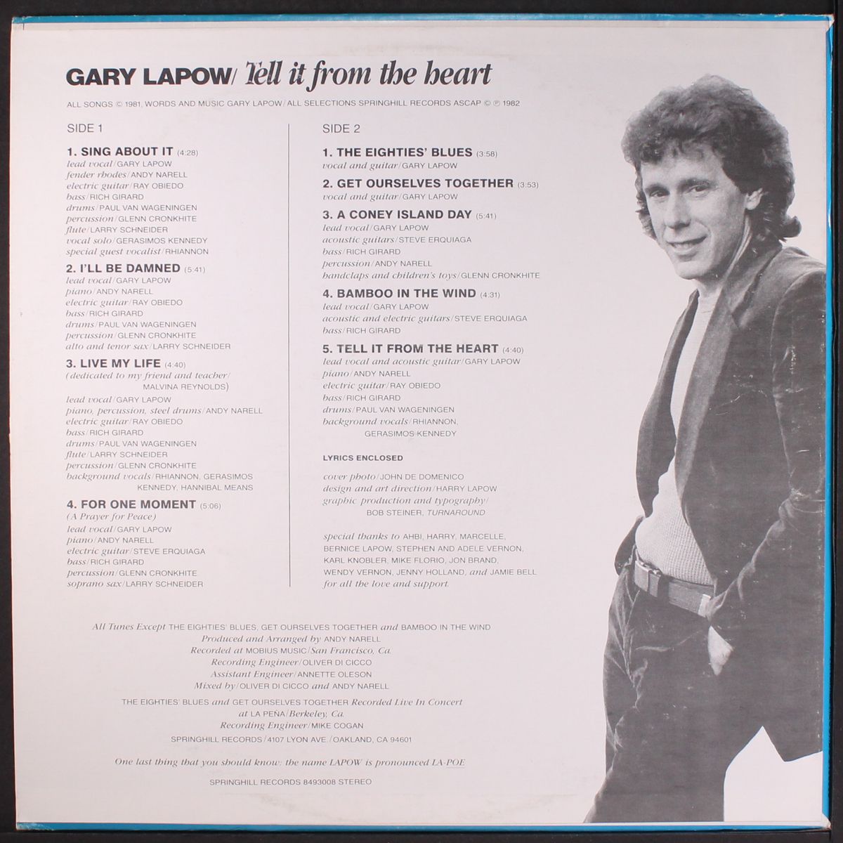 tell it from the heart by GARY LAPOW