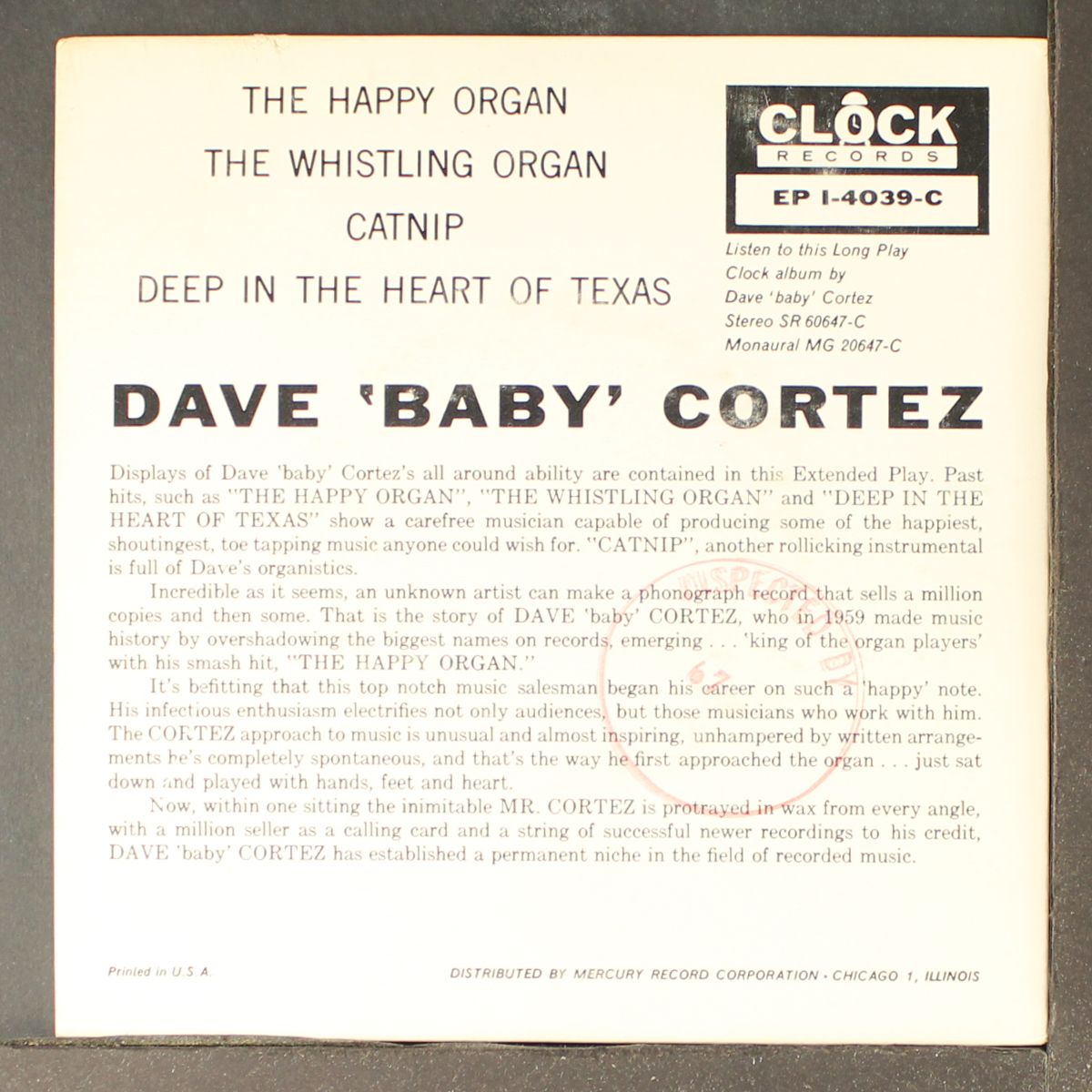 and his happy organ by DAVE "BABY" CORTEZ