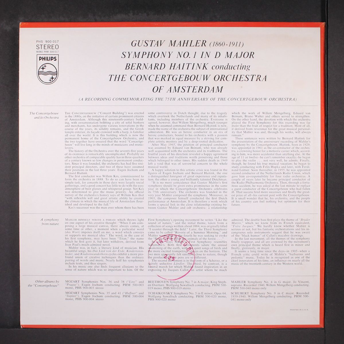 mahler: symphony no. 1 in d major by BERNARD HAITINK