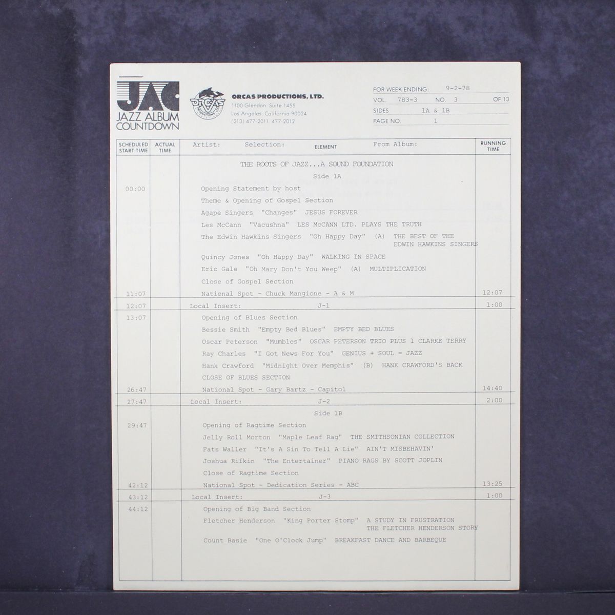 jazz album countdown 9/2/78 by VARIOUS