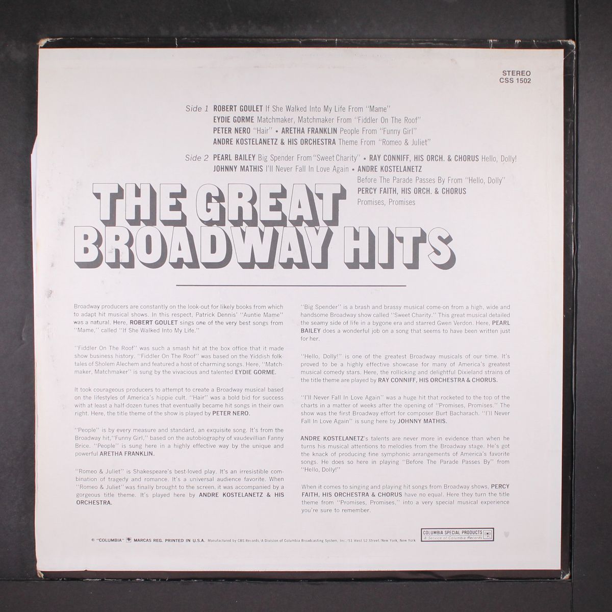 the great broadway hits by VARIOUS