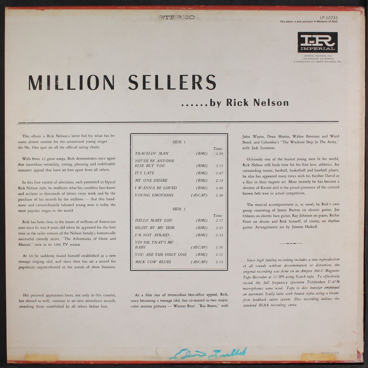 million sellers by RICKY NELSON