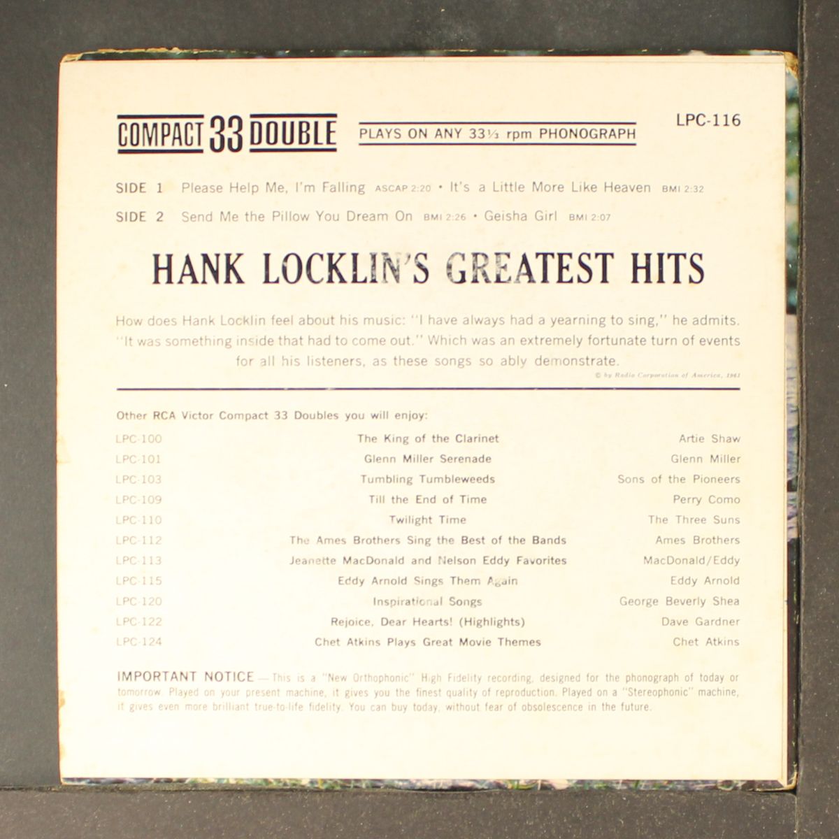 greatest hits by HANK LOCKLIN