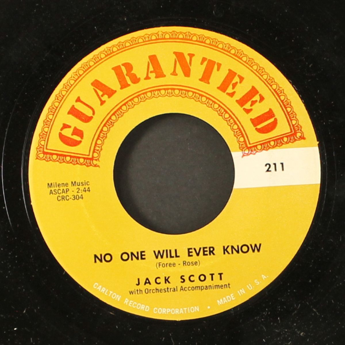 go wild little sadie / no one will ever know by JACK SCOTT
