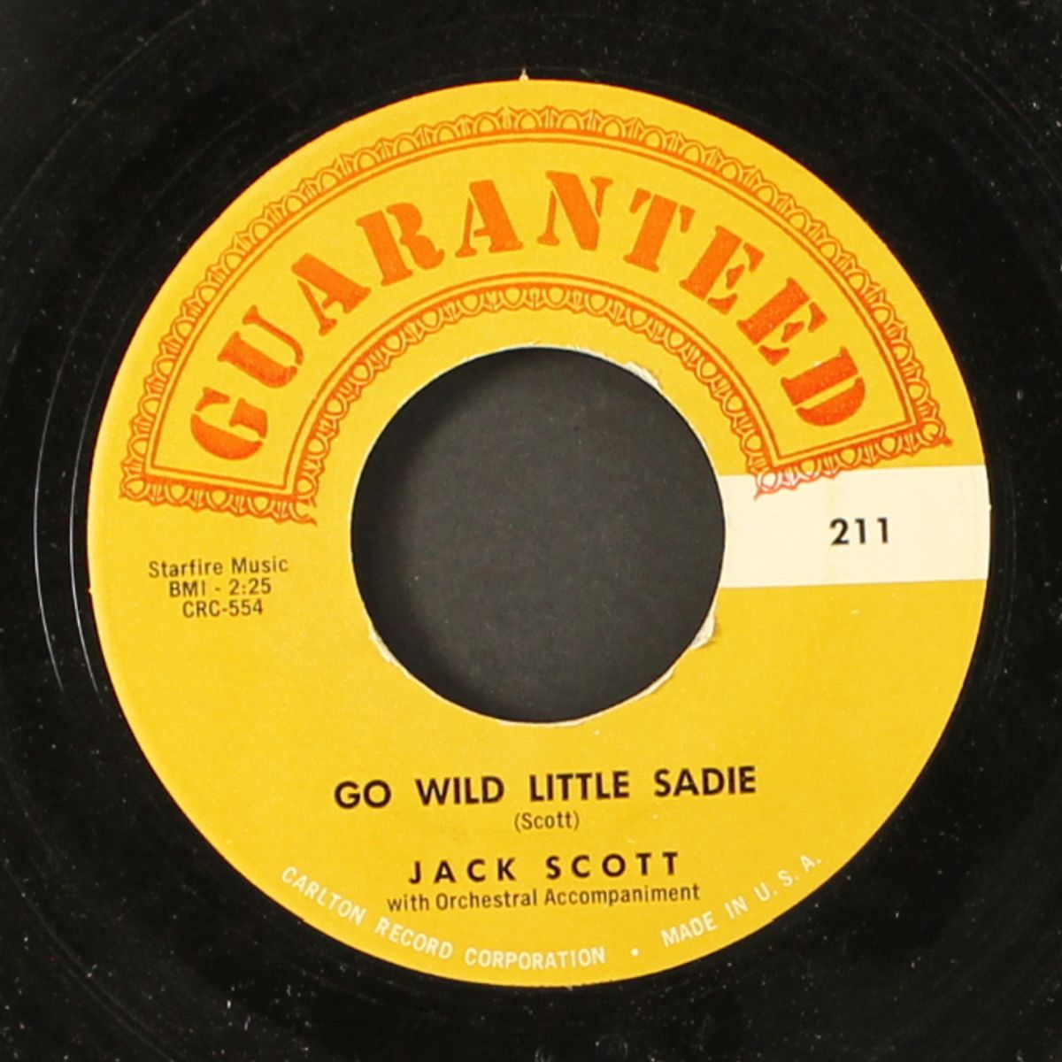 go wild little sadie / no one will ever know by JACK SCOTT