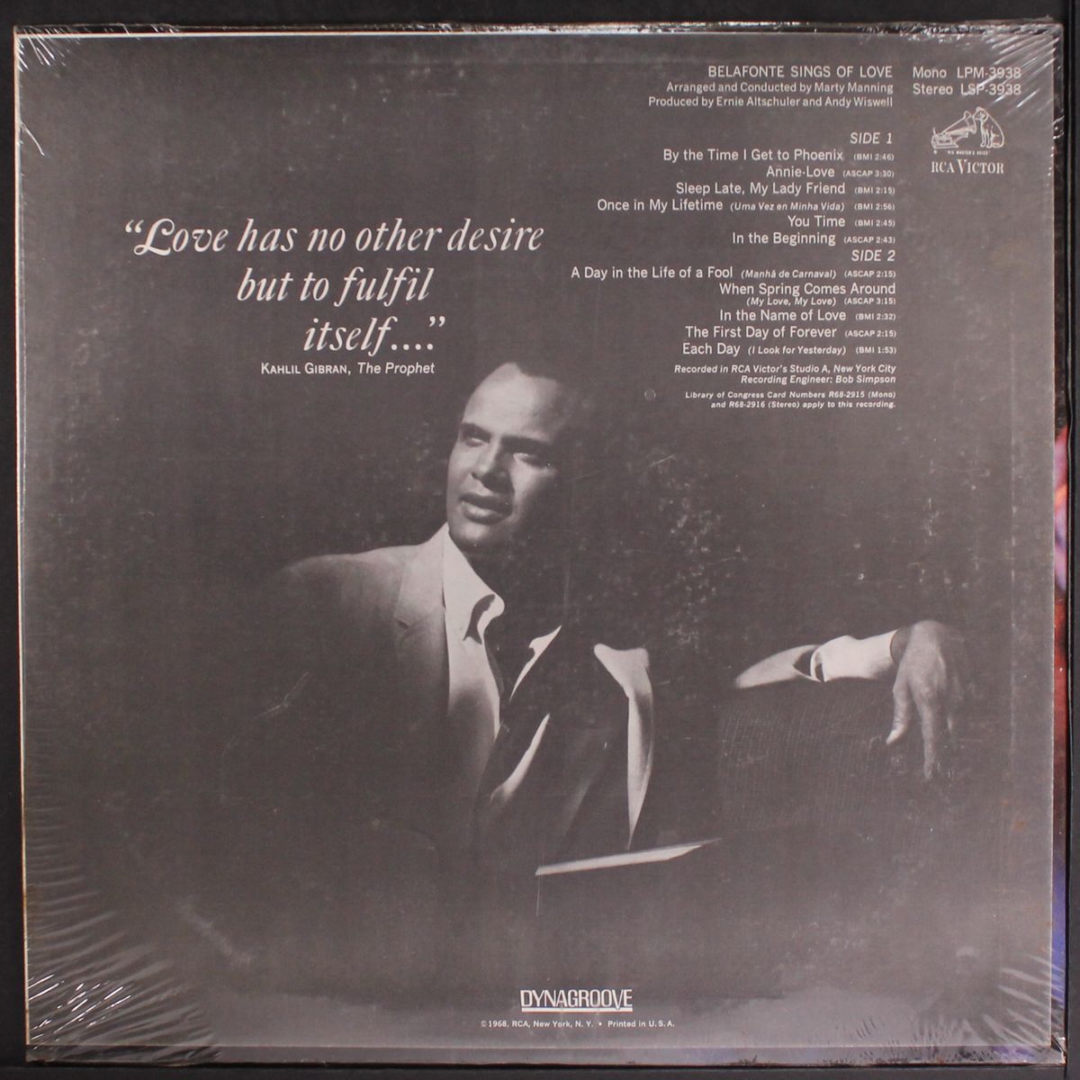 belafonte sings of love by HARRY BELAFONTE