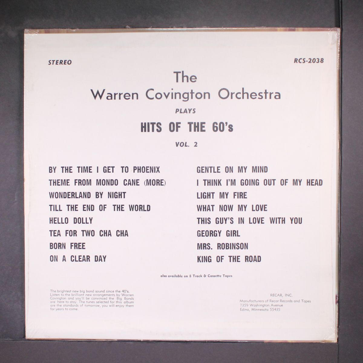 plays hits of the 60's, vol. 2 by WARREN COVINGTON