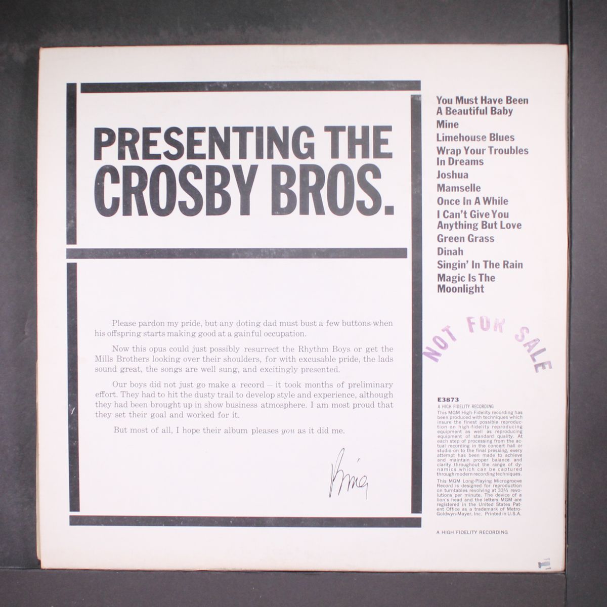 presenting the by CROSBY BROTHERS