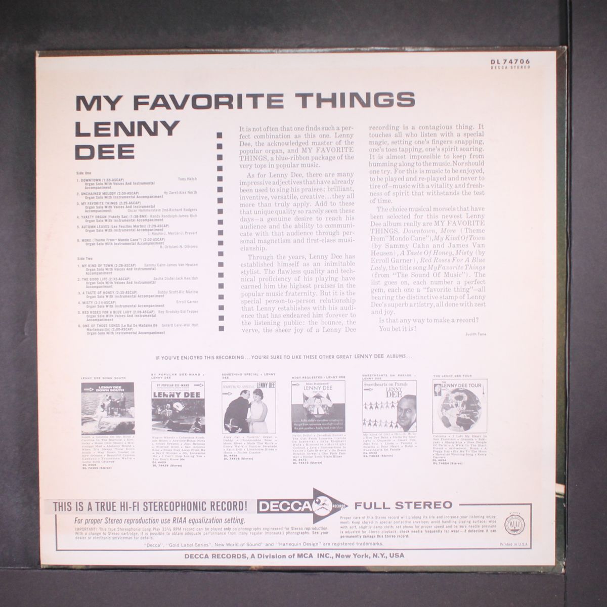 my favorite things by LENNY DEE