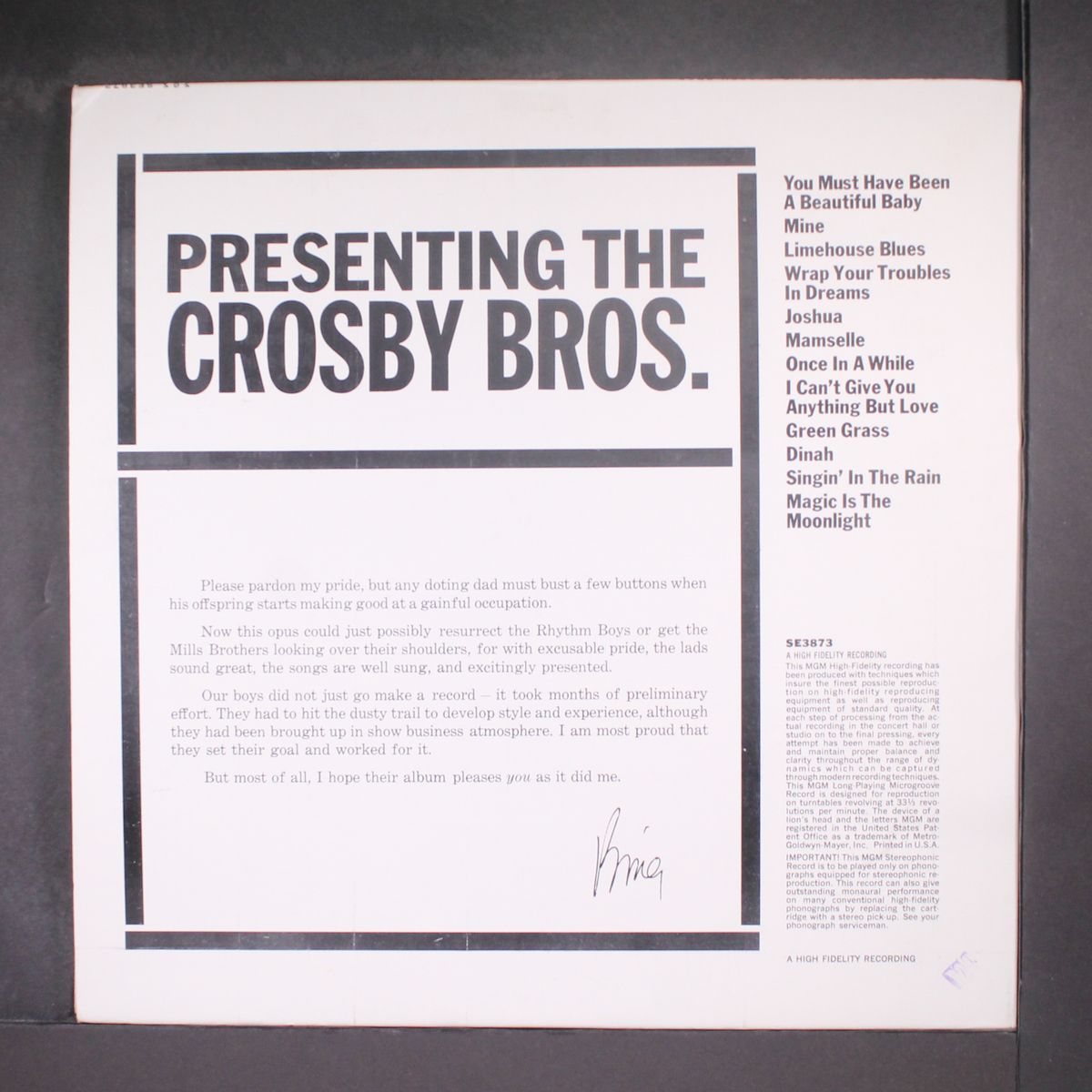 presenting by CROSBY BROTHERS