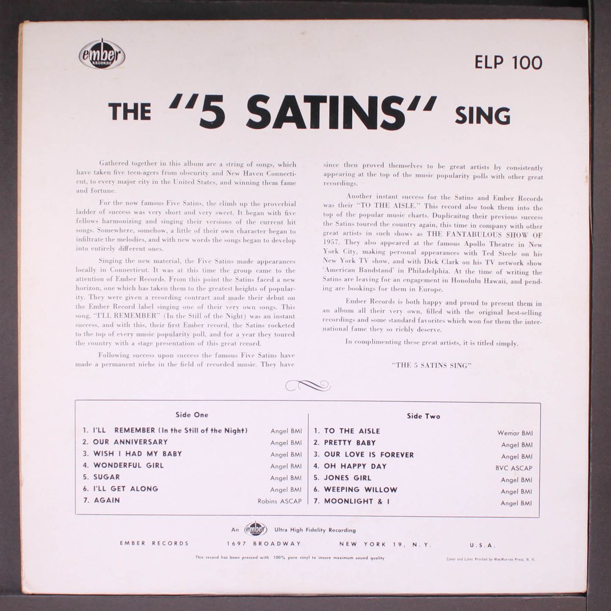 the five satins sing by FIVE SATINS