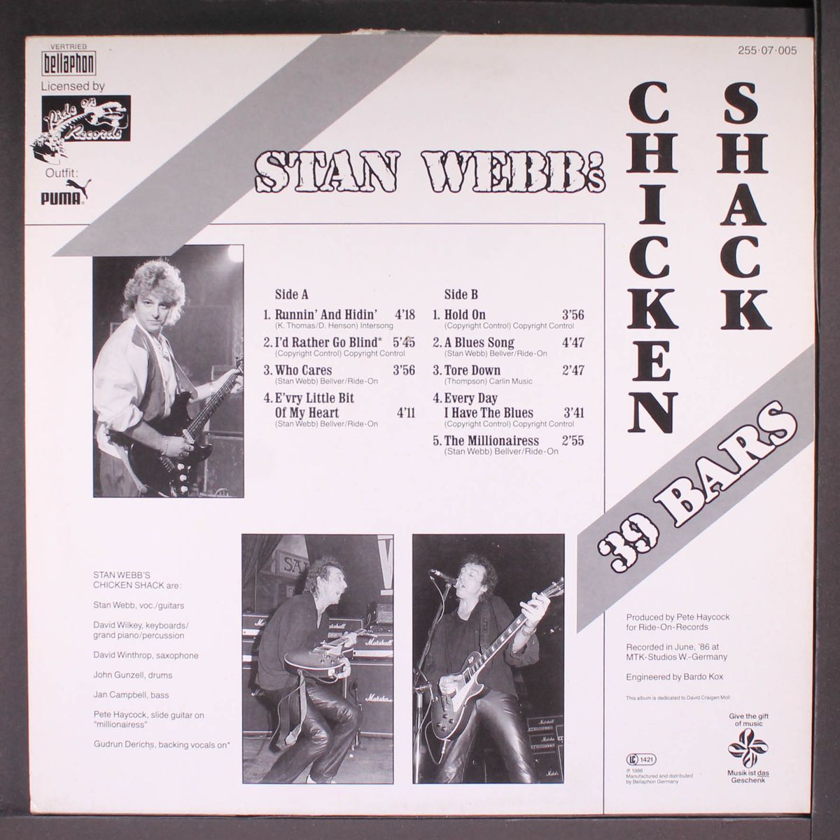 39 bars by STAN WEBB'S CHICKEN SHACK