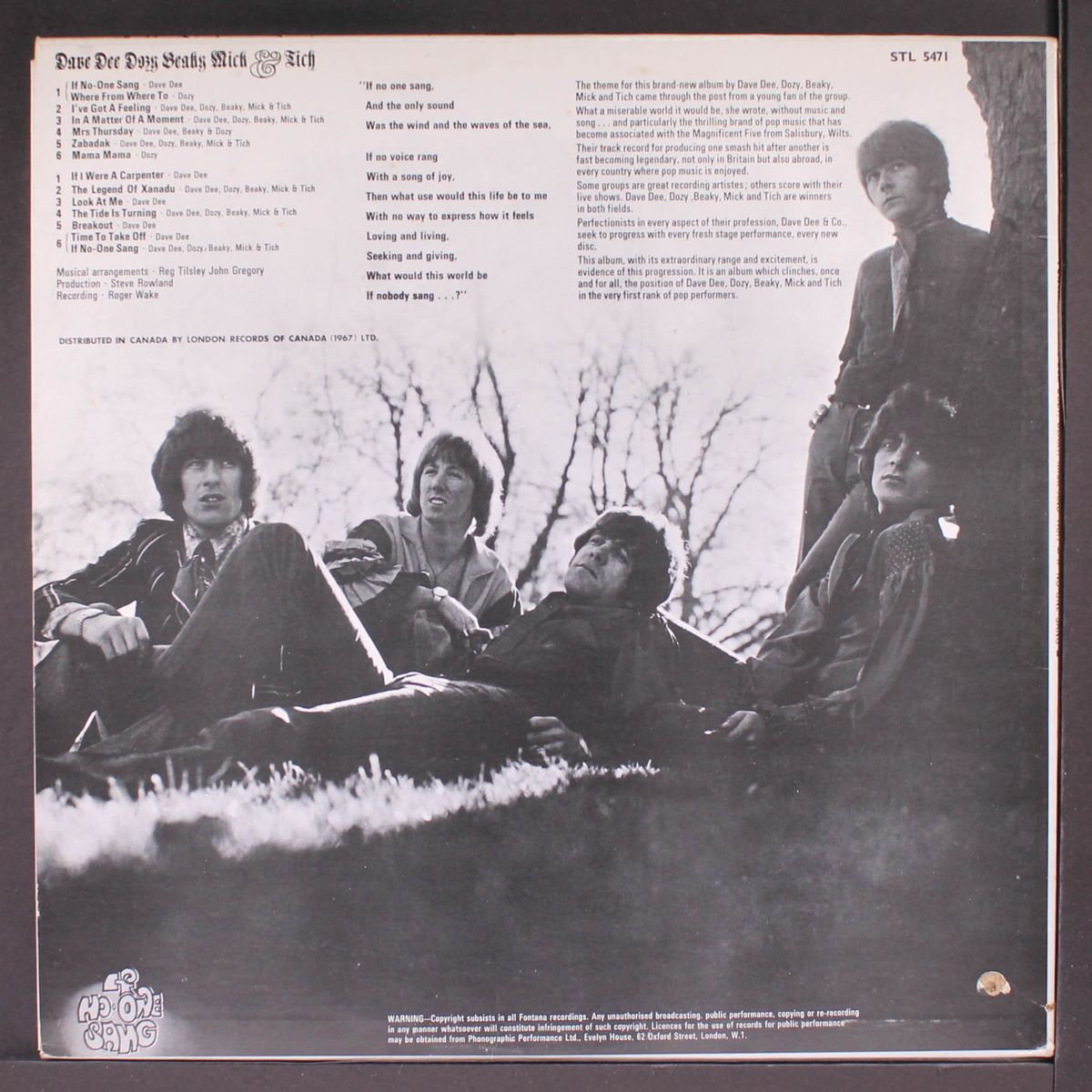 if no one sang by DAVE DEE, DOZY, BEAKY, MICK & TICH