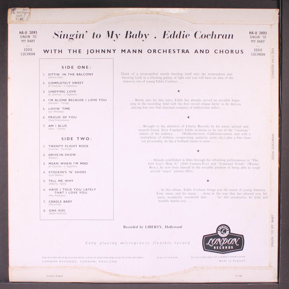 singin' to my baby by EDDIE COCHRAN