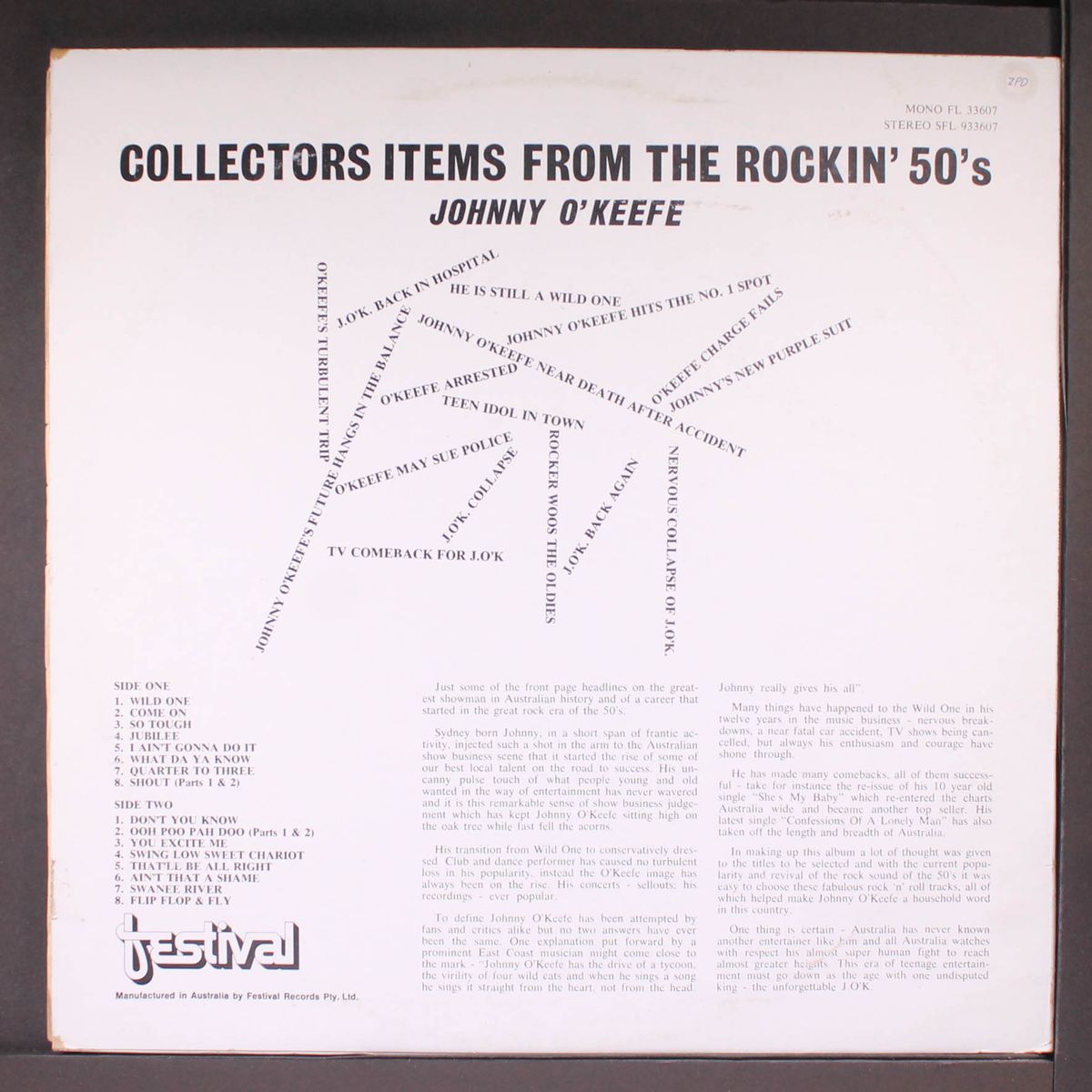 collectors items from the rockin' 50's by JOHNNY O'KEEFE