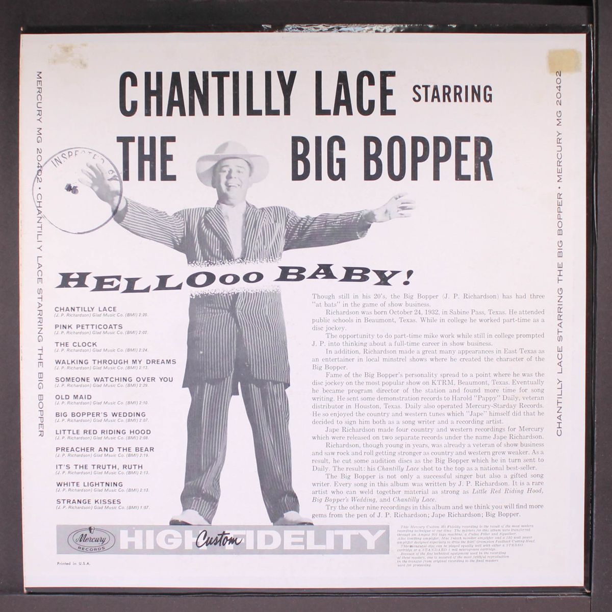 chantilly lace by BIG BOPPER