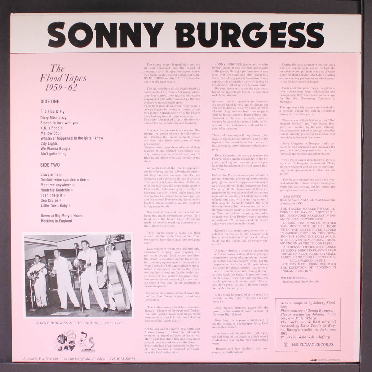the flood tapes 1959-62 by SONNY BURGESS