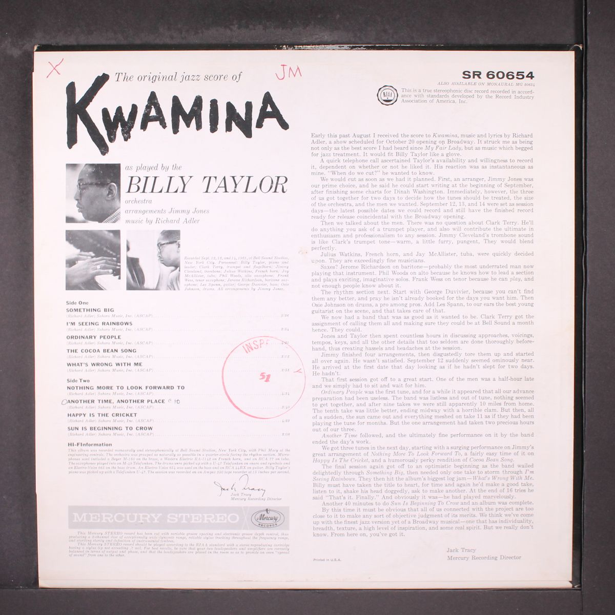 the original jazz score of kwamina by BILLY TAYLOR