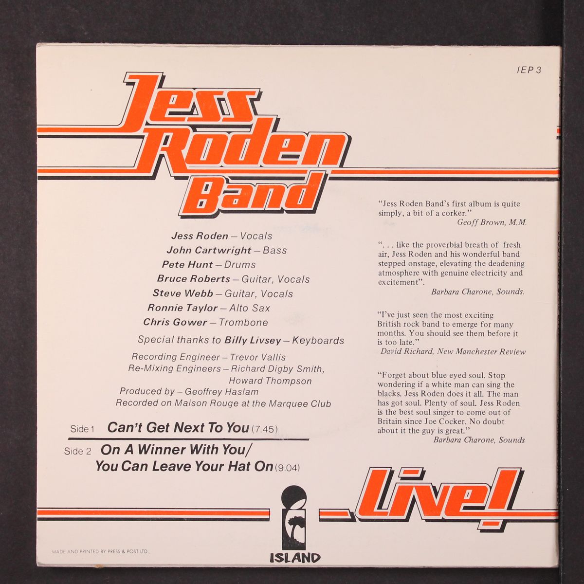 live by JESS RODEN BAND