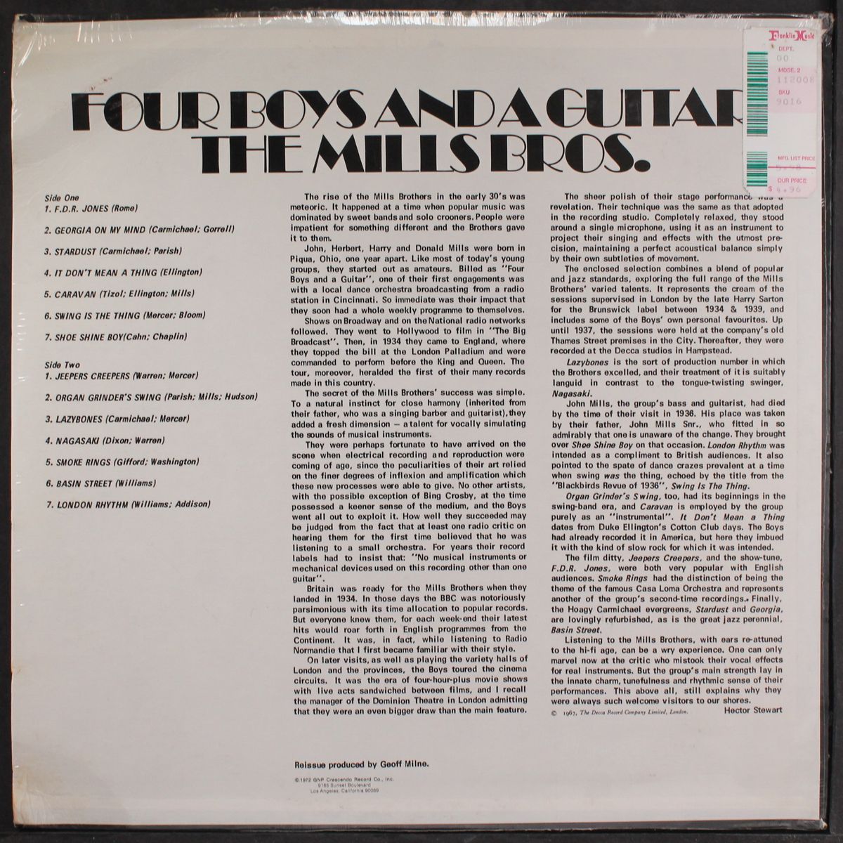 four boys and a guitar by MILLS BROTHERS