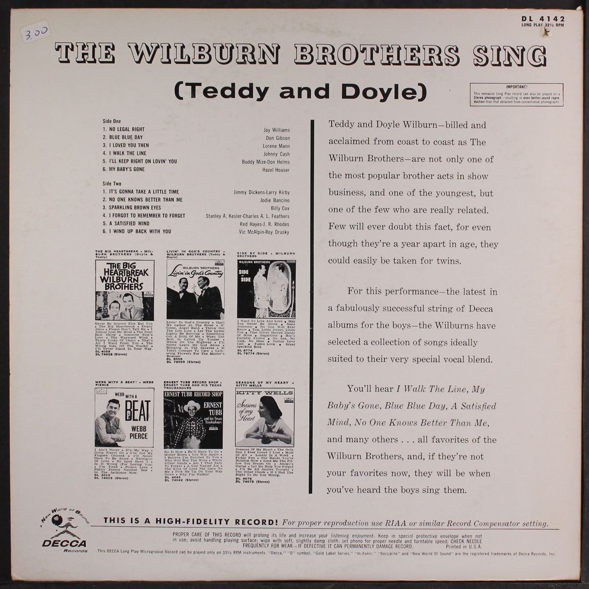 sing by WILBURN BROTHERS