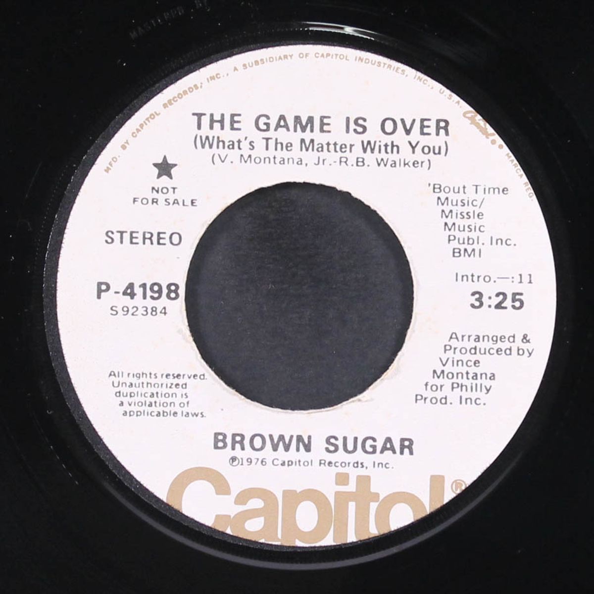 the game is over / i'm going through changes now by BROWN SUGAR