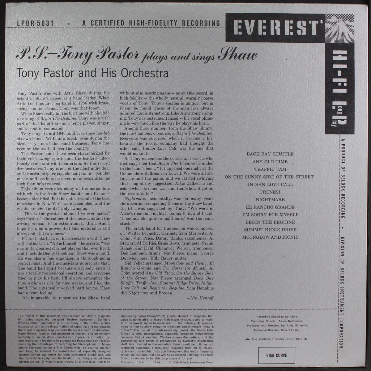 plays and sings shaw by TONY PASTOR