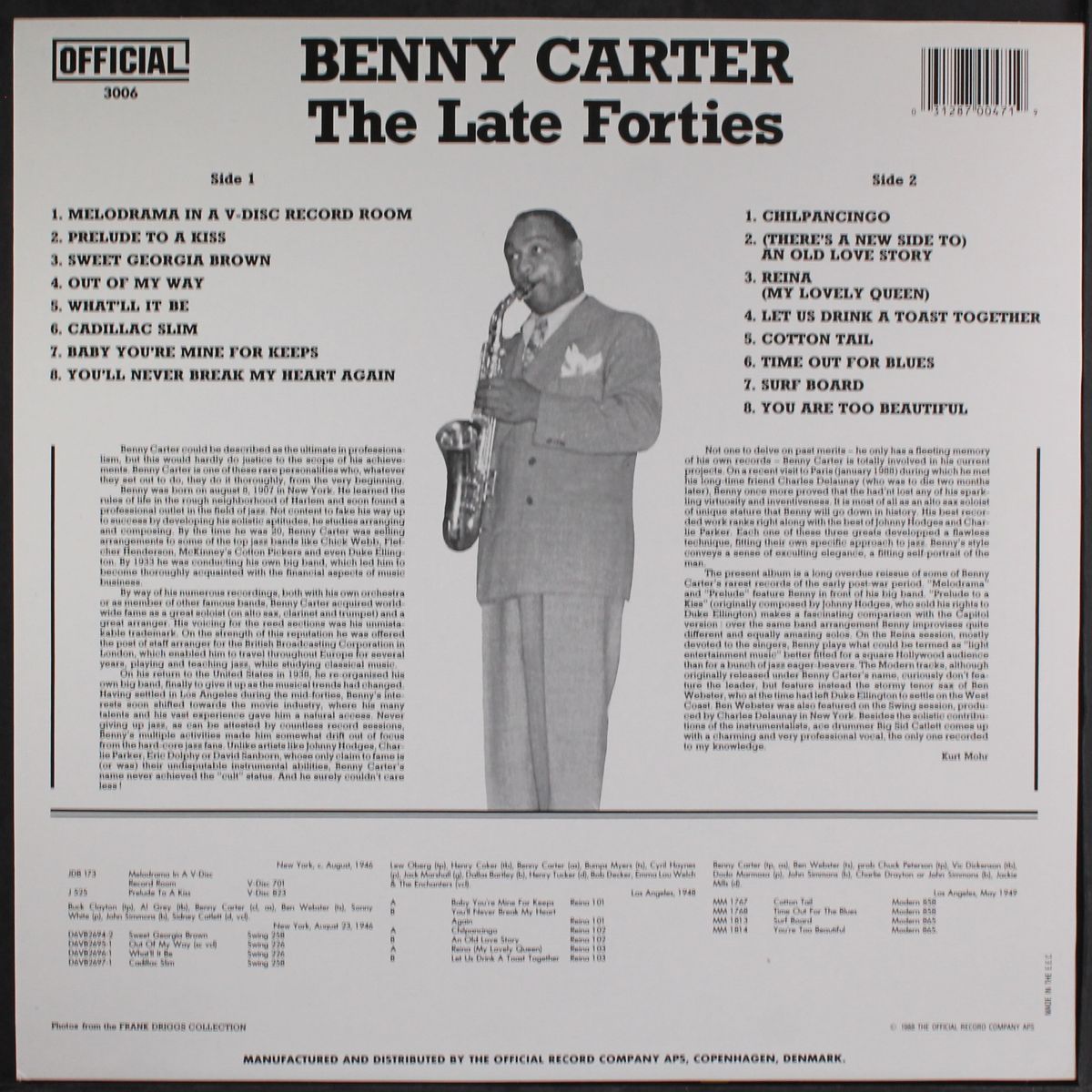 the late forties by BENNY CARTER