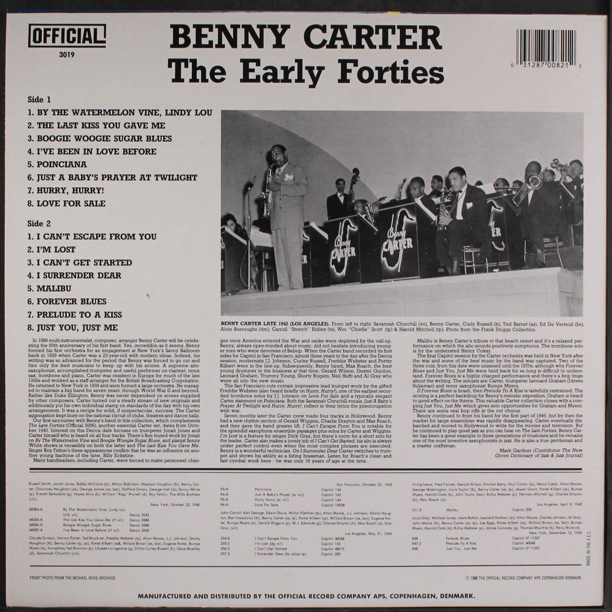 the early forties by BENNY CARTER