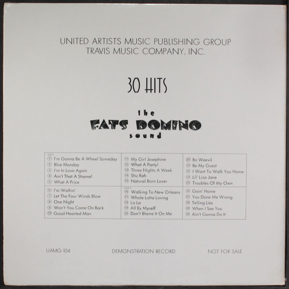 united artists music publishing group: 30 hits by FATS DOMINO