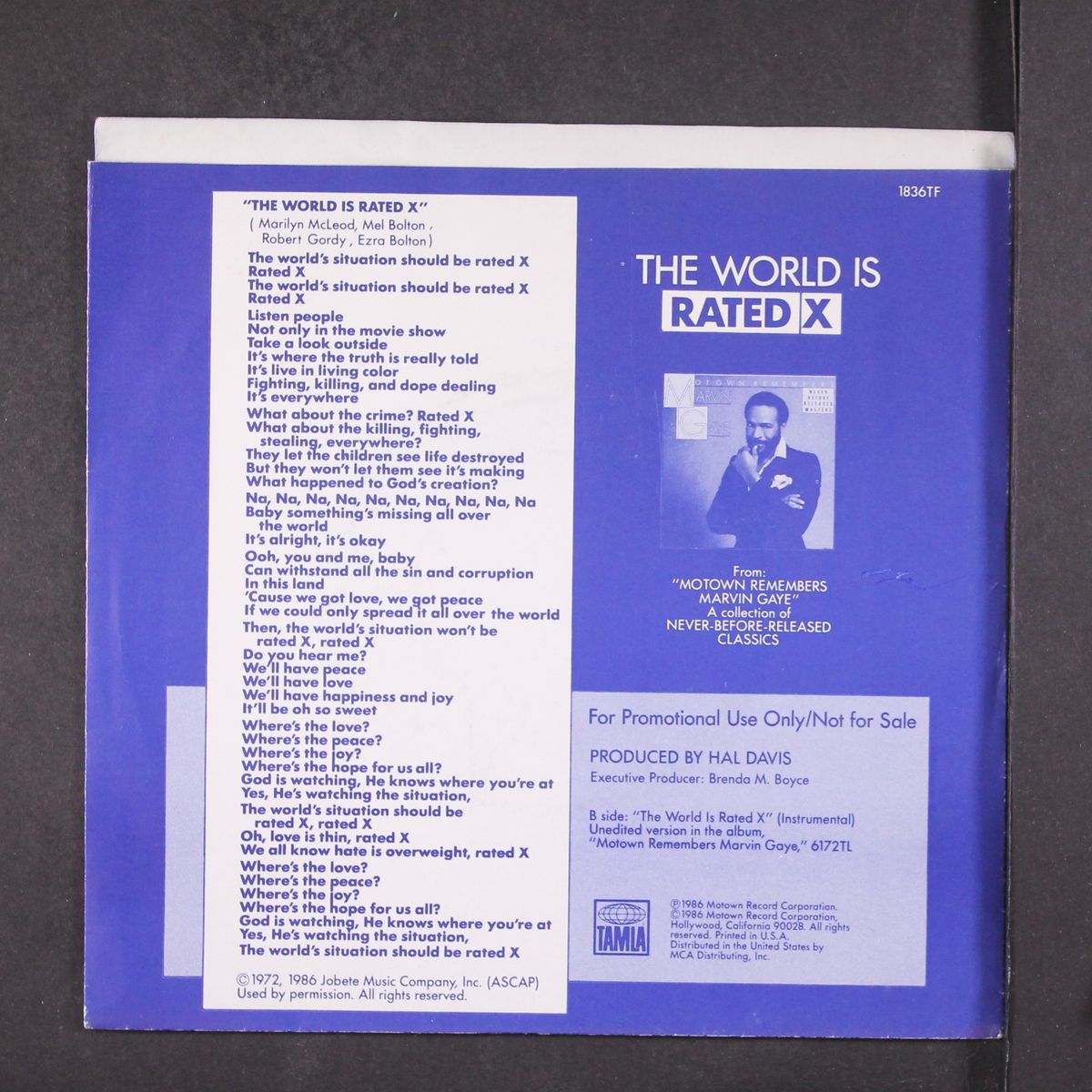 the world is rated x / same by MARVIN GAYE