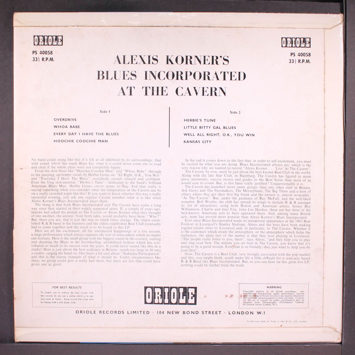 at the cavern by ALEXIS KORNER'S BLUES INCORPORATED